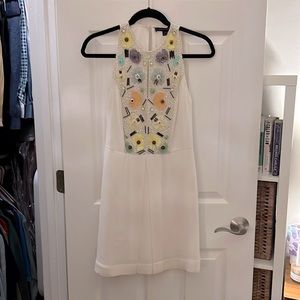 Short off-white dress w/ colorful beading French Connection. Size 4. Brand new!